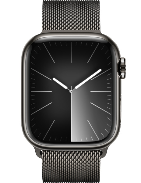 Apple Watch Series 9 41mm Graphite Stainless Steel Case with Graphite Milanese Loop (GPS + LTE)