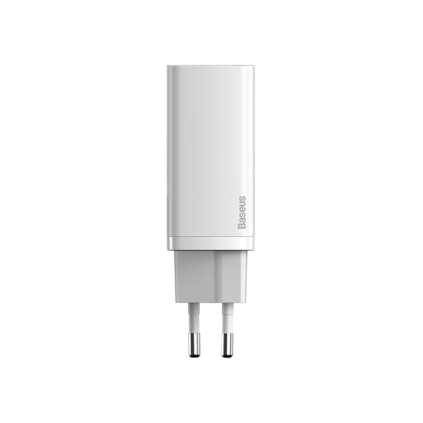 Сетевое зарядное устройство Baseus GaN2 Lite Quick Charger USB-C+USB-A 65W White