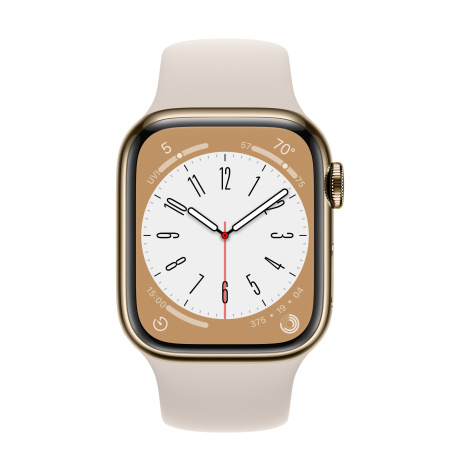Часы Apple Watch Series 8 45mm Gold Stainless Steel Case with Starlight Sport Band (GPS+Cellular)