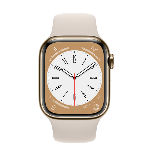 Часы Apple Watch Series 8 41mm Gold Stainless Steel Case with Starlight Sport Band (GPS+Cellular)