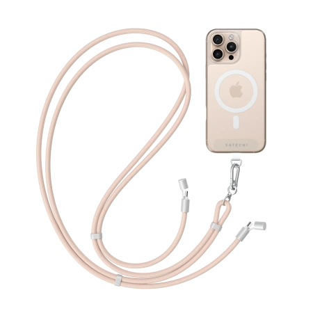 Зарядный кабель - ремень через плечо Satechi OntheGo Crossbody Lanyard Cable 60W 1.5m Пустынно-розовый