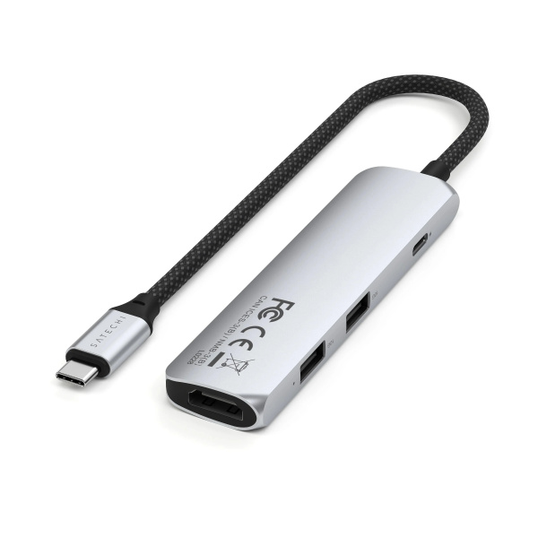 Адаптер Satechi 4-in-1 USB-C Slim Multiport Adapter 4K 1хUSB-C PD 2xUSB-A 3.2 Gen2 1хHDMI 4K@60Hz Silver