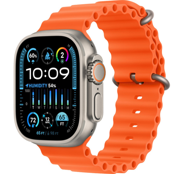 Apple Watch Ultra 2 49mm Titanium Case with Orange Ocean Band (GPS + Cellular)