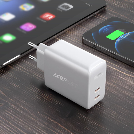 Сетевой адаптер ACEFAST Fast Charge Wall Charger A9 PD40W (2xUSB-C) White