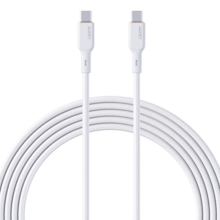 Кабель AUKEY Circlet Blink Aramid Fiber Core USB-C to USB-C Cable PD 100W 1m White