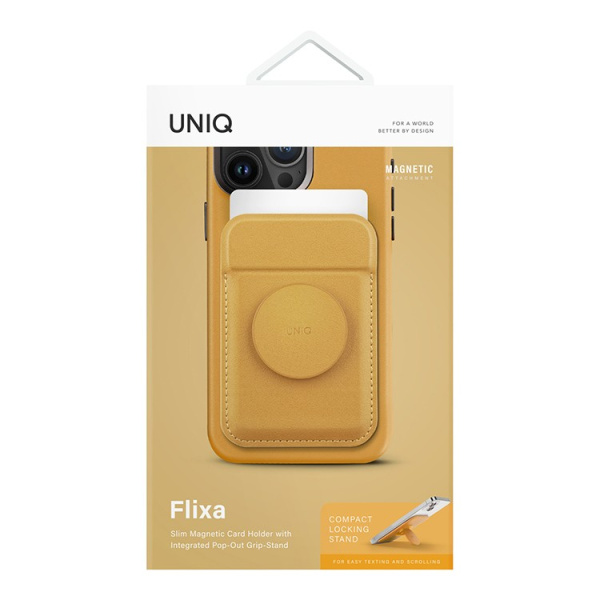 Магнитный бумажник UNIQ Flixa Magnetic Card Wallet with MagSafe Canary Yellow