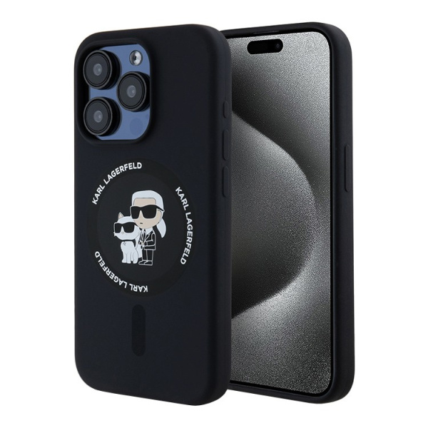 Чехол Karl Lagerfeld для iPhone 15 Pro Max Liquid Silicone NFT MagSafe Karl & Choupette Black