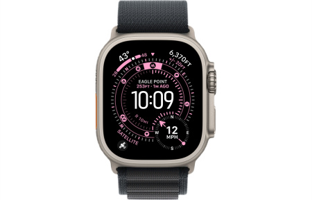 Apple Watch Ultra 3 (2025) 49mm Natural Titanium Case with Black Alpine Loop - Medium (GPS + Cellular)