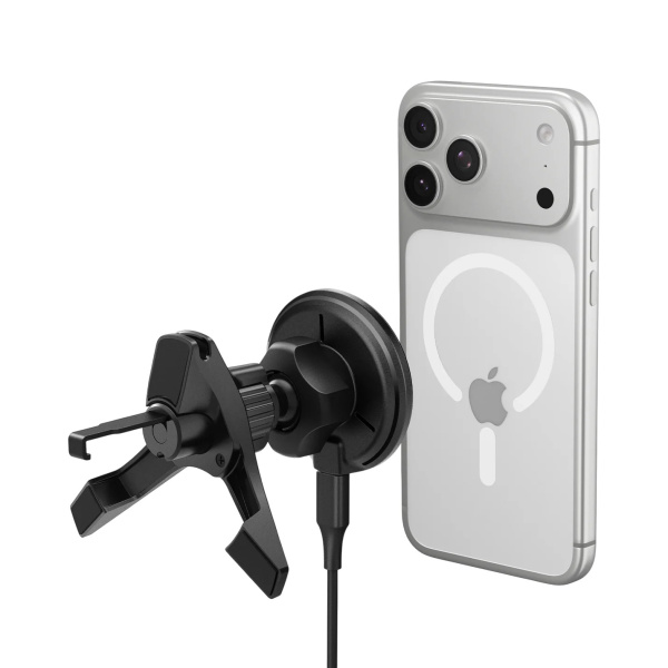 Автомобильный держатель с беспроводной зарядкой Spigen EV15MAQ MAGNETIC Magsafe 15W QI2 Black