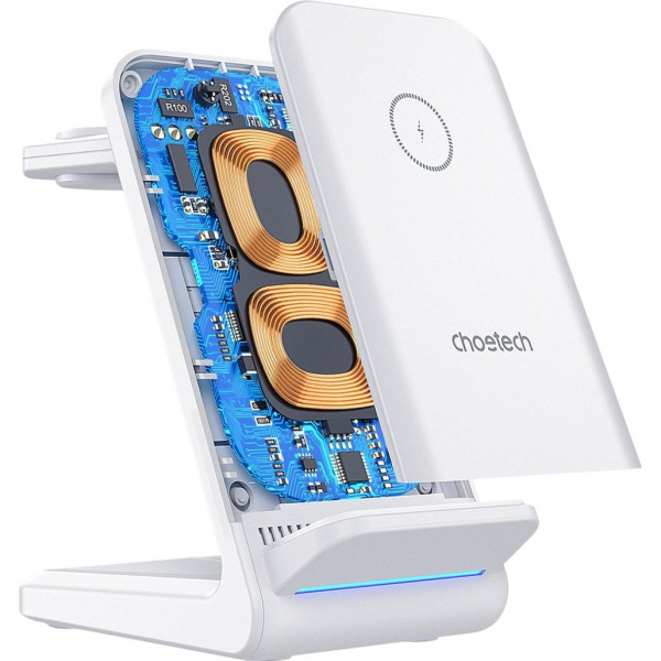 Беспроводная зарядная док-станция Choetech 3-в-1 Stand 15W White