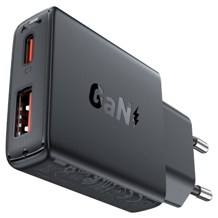 Сетевое зарядное устройство ACEFAST A69 PD30W GaN USB-A+USB-C Black Сетевое зарядное устройство ACEFAST A69 PD30W GaN USB-A+USB-C Black