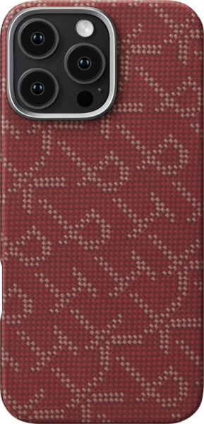 Чехол Pitaka Monogram Tactile Woven для iPhone 16 Pro Gold/Red
