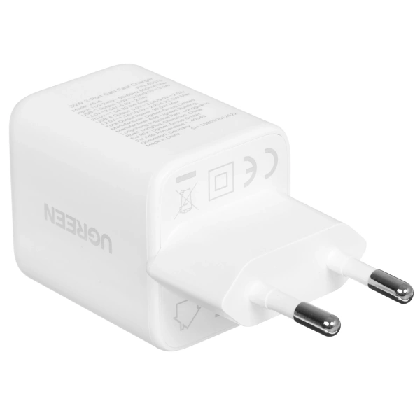 Сетевое зарядное устройство UGREEN X516 (65015) 30W 2-Port USB-C USB-A GaN Fast Charger White