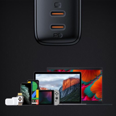 Сетевая зарядка Aukey Omnia Duo PD 65W 2xUSB-C PA-B4 Black