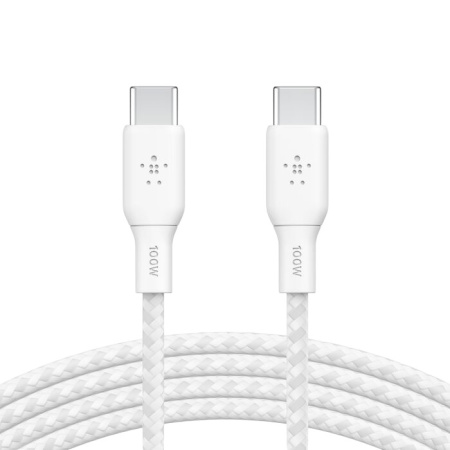 Кабель Belkin BoostCharge 100W USB-C to USB-C 2.0 Braided Cable 3m White