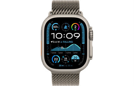 Часы Apple Watch Ultra 2 (2024) 49mm Natural Titanium Case with Natural Titanium Milanese Loop - Large (GPS + Cellular)
