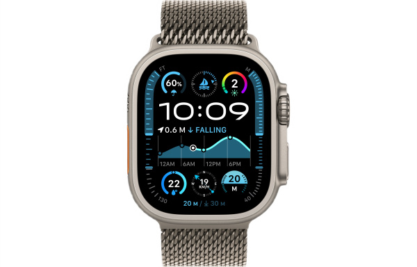 Часы Apple Watch Ultra 2 (2024) 49mm Natural Titanium Case with Natural Titanium Milanese Loop - Large (GPS + Cellular)