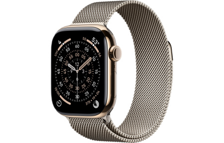 Часы Apple Watch Series 11 42mm Gold Titanium Case with Natural Milanese Loop (GPS + LTE)