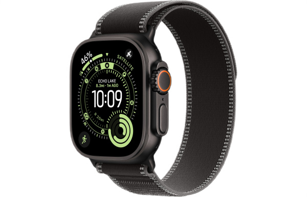 Apple Watch Ultra 3 (2025) 49mm Black Titanium Case with Black/Charcoal Trail Loop (GPS + Cellular) (M/L)