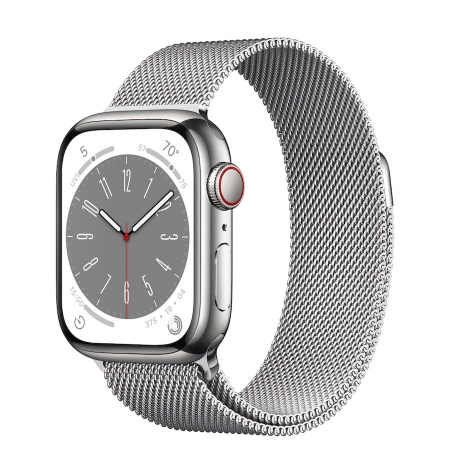 Apple Watch Series 8 41mm Silver Stainless Steel Case with Silver Milanese Loop (GPS+Cellular)