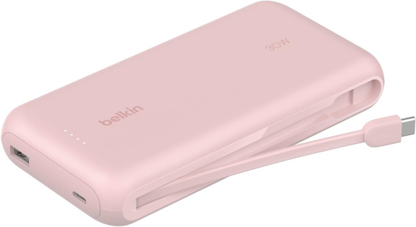 Внешний аккумулятор Belkin BoostСharge Power Bank 20000mAh USB-A / USB-C 30W со встроенным кабелем USB-C Pink