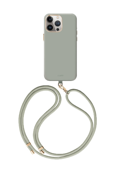 Защитный чехол Uniq Coehl Creme MagSafe для iPhone 15 Pro Max с ремешком Soft Sage