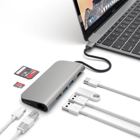 Алюминиевый USB-Hub Satechi Multiport Type-C на HDMI 3хUSB 3.0 и SD/MicroSD Space Grey