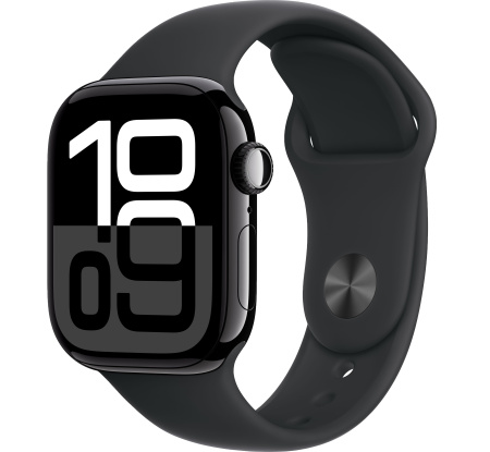 Apple Watch Series 10 42mm Jet Black Aluminum Case with Black Sport Band (GPS) (размер S/M)