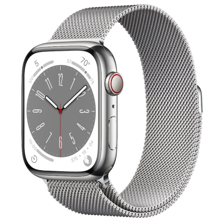 Часы Apple Watch Series 8 45mm Silver Stainless Steel Case with Silver Milanese Loop (GPS+Cellular)