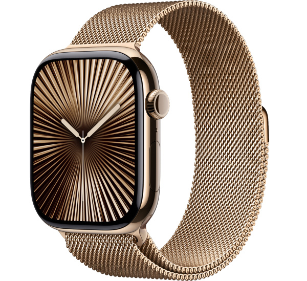 Apple Watch Series 10 46mm Gold Titanium Case with Gold Milanese Loop (GPS + LTE) (размер M/L)