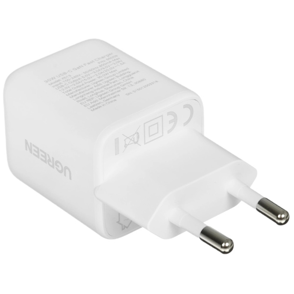 Сетевое зарядное устройство UGREEN X513 (65013) 30W USB-C GaN Fast Charger с кабелем USB-C-USB-C 1m Белый
