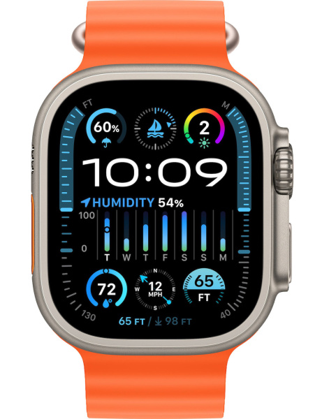Часы Apple Watch Ultra 2 49mm Titanium Case with Orange Ocean Band (GPS + Cellular)