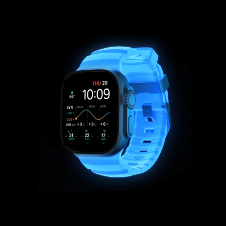 Ремешок Nomad Rocky Point Band для Apple Watch 49/45/44/42mm Icy Blue Glow/ Natural Hardware