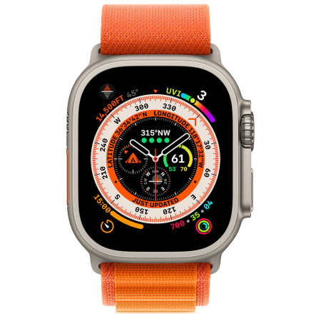Часы Apple Watch Ultra 49mm Titanium Case with Orange Alpine Loop Band - Large (GPS + Cellular)