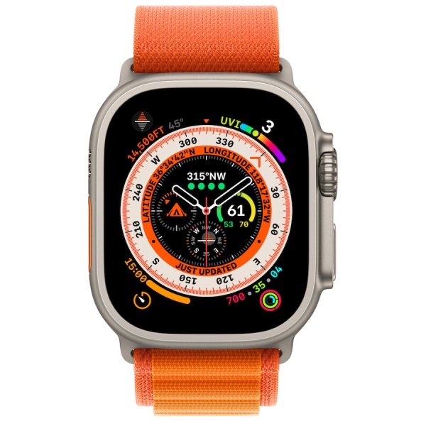 Apple Watch Ultra 49mm Titanium Case with Orange Alpine Loop Band - Small (GPS + Cellular)