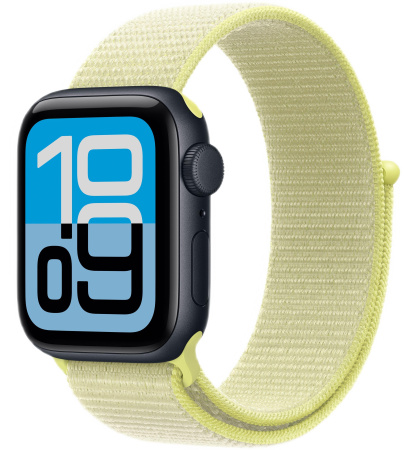 Часы Apple Watch SE 3 (2025) 44mm Midnight Aluminum Case with Neon Yellow Sport Loop (GPS)