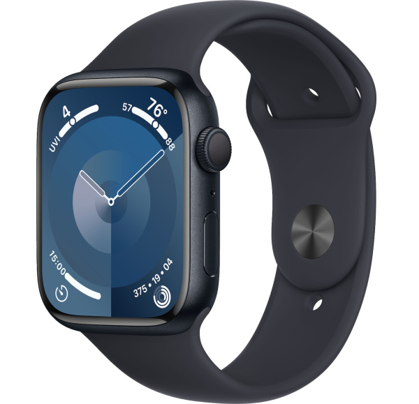 Часы Apple Watch Series 9 45mm Midnight Aluminum Case with Midnight Sport Band (GPS) (размер M/L)