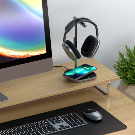 Подставка для наушников с беспроводной зарядкой Satechi 2 in 1 Headphone Stand with Wireless Charger