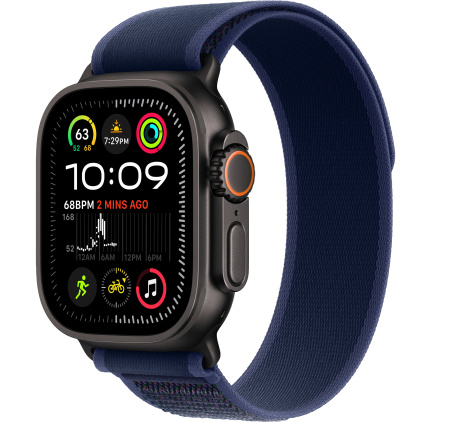 Apple Watch Ultra 2 (2024) 49mm Black Titanium Case with Blue Trail Loop - M/L (GPS + Cellular)