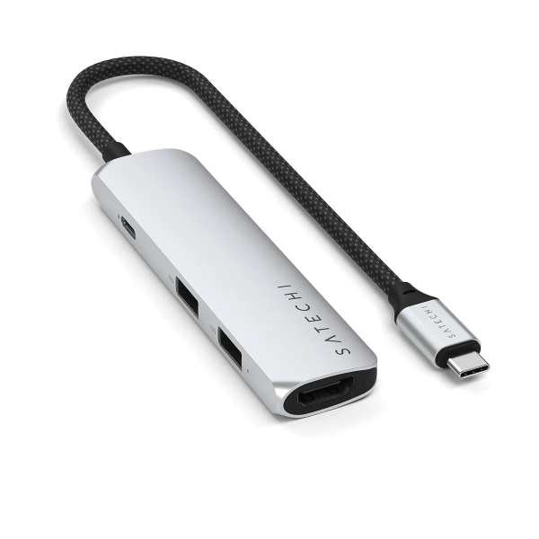 Адаптер Satechi 4-in-1 USB-C Slim Multiport Adapter 4K 1хUSB-C PD 2xUSB-A 3.2 Gen2 1хHDMI 4K@60Hz Silver