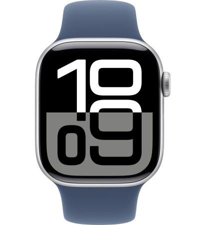 Часы Apple Watch Series 10 46mm Silver Aluminum Case with Denim Sport Band (GPS) (размер M/L)