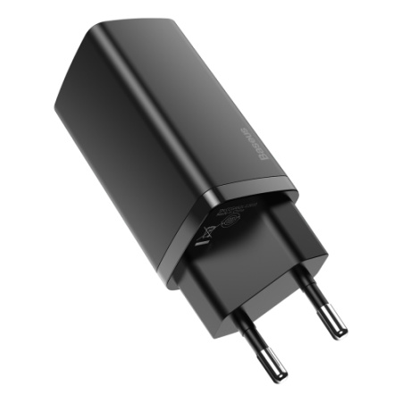 Сетевое зарядное устройство Baseus GaN2 Lite Quick Charger USB-C+USB-A 65W Black