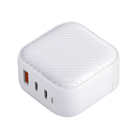 Сетевая зарядка Uniq Verge Pro Gan 2 USB-C + USB-A Smart IQ (66W) White