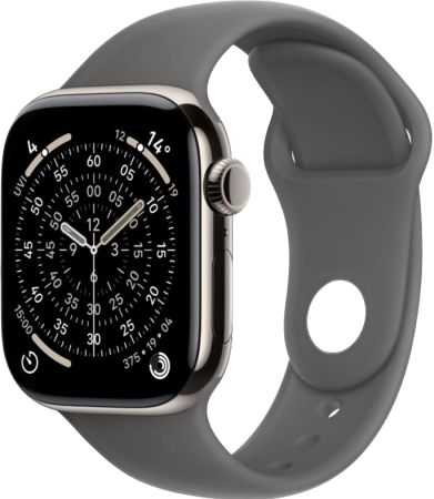 Часы Apple Watch Series 11 46mm Natural Titanium Case with Stone Grey Sport Band (GPS + LTE) M/L