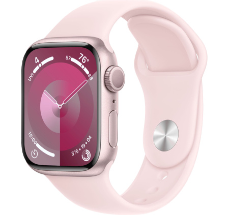 Часы Apple Watch Series 9 41mm Pink Aluminum Case with Light Pink Sport Band (GPS) (размер S/M)