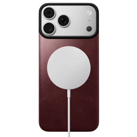 Кожаная задняя панель Nomad Magnetic Leather Back MagSafe (Horween) для iPhone 18 Pro Max/17 Pro Max Burgundy