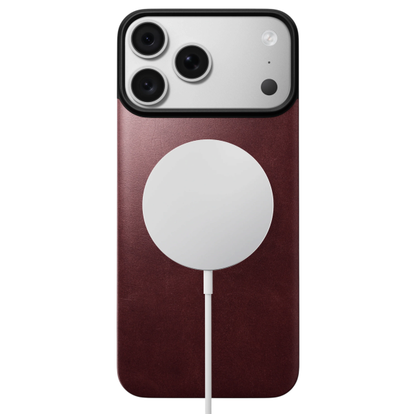 Кожаная задняя панель Nomad Magnetic Leather Back MagSafe (Horween) для iPhone 18 Pro Max/17 Pro Max Burgundy