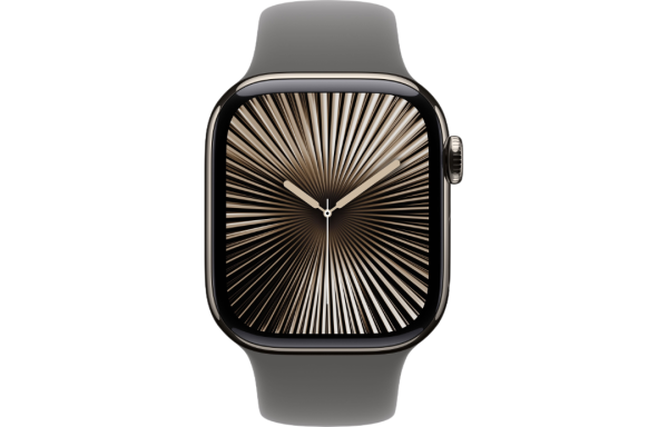 Часы Apple Watch Series 10 42mm Natural Titanium Case with Stone Gray Sport Band (GPS + LTE) (размер S/M)