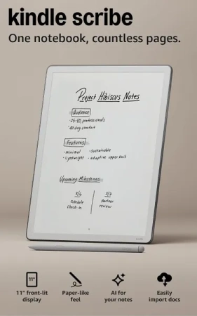 Электронная книга Amazon Kindle Scribe (2025) 32Gb with Premium Pen Graphite (с подсветкой)