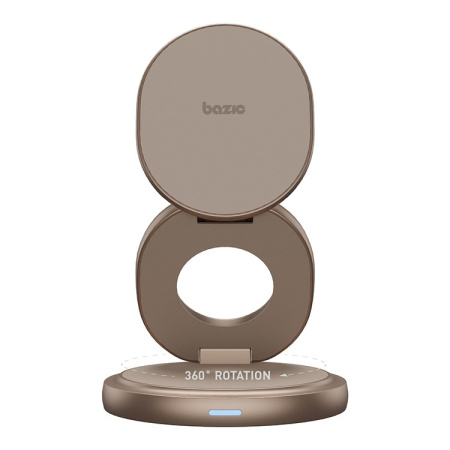 Беспроводное зарядное устройство EnergEA Bazic GoMag GYRE 3-in-1 magnetic foldable 360 rotating 15W Gold